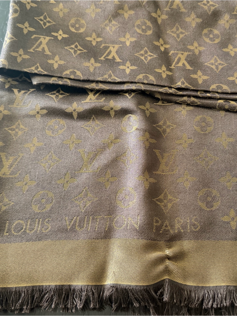 Louis Vuitton Monogram Shawl in Brown and Gold-Tone
